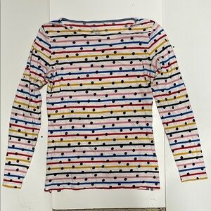 Boden Multicolored Striped Boat Neck Long Sleeve T-Shirt